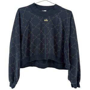 NIKE‎ Therma-fit Cropped Crew Neck Sweatshirt • Medium • black gold